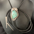 Navajo Green Royston Turquoise Bolo Tie | Sterling Silver | Authentic Native American Handmade | 14110