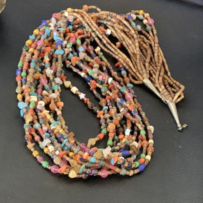 Southwestern Santo Domingo Red Coral Blue Turquoise Necklace | 10 Strand | 28" | 12454