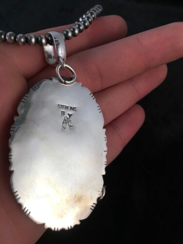 Navajo Charoite Feather Pendant | Sterling Silver Pearls Necklace | Authentic Native American Handmade | 8739