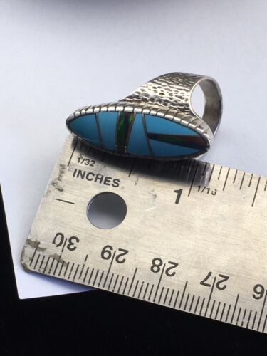 Native American Women's Navajo Opal & Turquoise Inlay Ring | Sterling Silver | Sz 6.5 | 1606