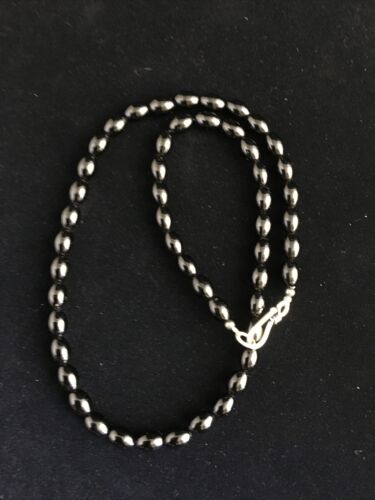 Navajo Black Onyx Necklace | Sterling Silver | 17" | Authentic Native American Handmade | 10030 - Masha USA