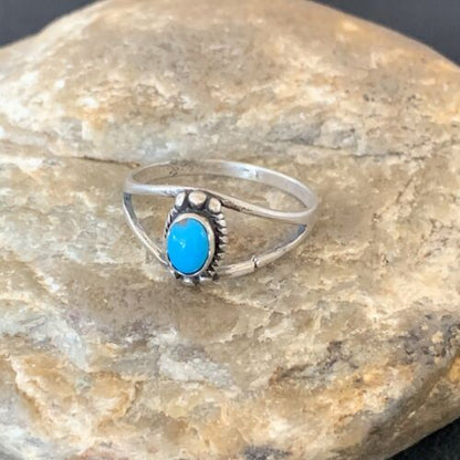 Southwestern Old Pawn Navajo Blue Turquoise Ring | Sterling Silver | Sz 9.5 | 10772