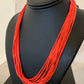 Navajo Red Stabilized Coral Heishi Necklace | 10 Strand Sterling Silver | 20" | 760