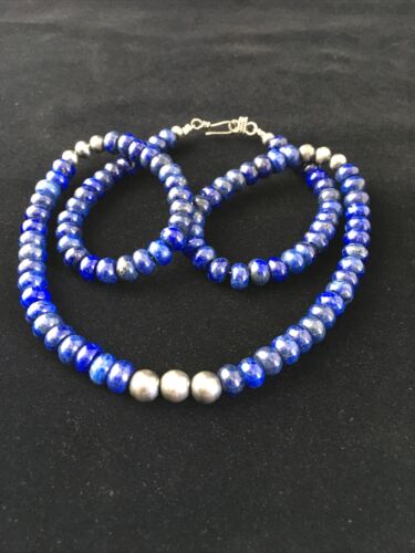 Native American Lapis Lazuli Strand Necklace | Sterling Silver | Men's 22" | 1739