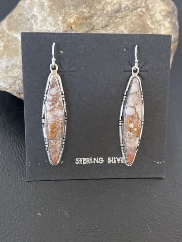 Navajo Pearls Wild Horse Turquoise Earrings | Sterling Silver | Authentic Native American Handmade | 1890
