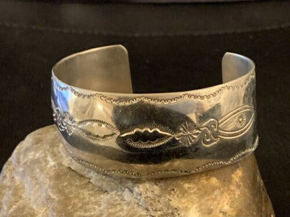 Navajo Sterling Silver Stamped Cuff Bracelet | Authentic Native American Handmade | 12824