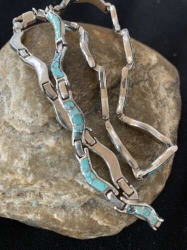 Sterling Silver Necklace with Spiderweb Turquoise & Opal Inlay Pendant | 16" | 01427