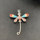 Zuni Turquoise Pink Mother of Pearl Inlay Dragonfly Necklace Pin Pendant | Sterling Silver | 12325