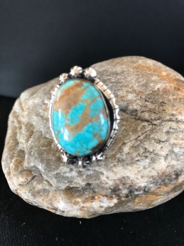 Navajo Blue Turquoise #8 Ring | Sterling Silver | Sz 5.5 | Authentic Native American Handmade | 3531