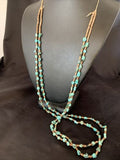Native American Santo Domingo Shell Nugget Turquoise Necklace | 34" | 12001