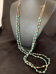 Native American Santo Domingo Shell Nugget Turquoise Necklace | 34" | 12001