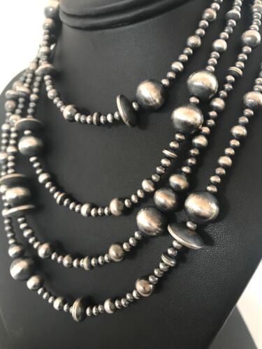 Sterling Silver Navajo Pearls Necklace | 70" | Native American | Southwestern Jewelry | 8503