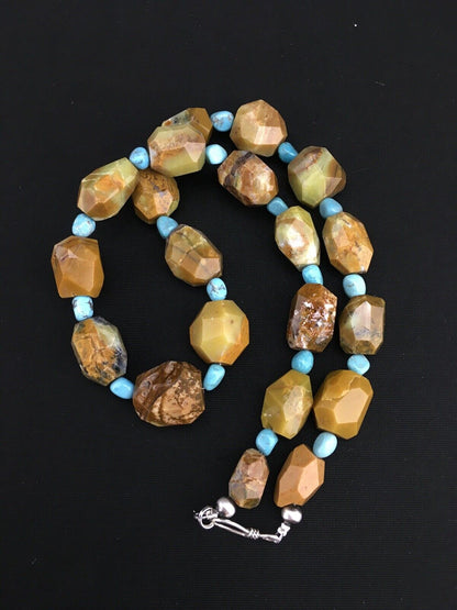 Native American Turquoise Nugget Necklace | Navajo Sterling Silver | 19" | 1139 - Masha USA