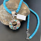 Blue Turquoise & Mother of Pearl Inlay Pendant | Sterling Silver Necklace | Navajo | 8904