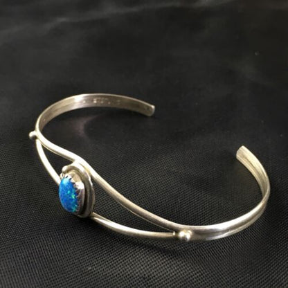 Native American Indian Blue Opal Bracelet | Sterling Silver | Handmade | 10175 - Masha USA