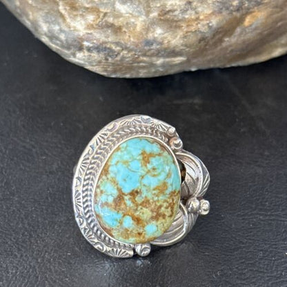 Navajo Blue Turquoise #8 Rings | Sterling Silver | Sz 10 | Authentic Native American Handmade | 14290