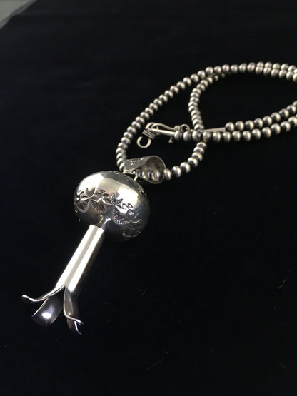 Navajo Sterling Silver Naja Necklace Pendant | 3" | Authentic Native American Handmade | 10048 - Masha USA