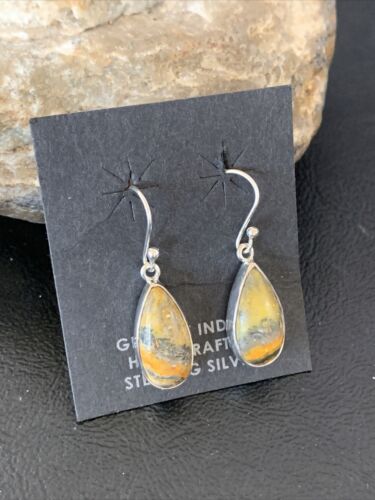 Native American Navajo Bumblebee Jasper Earrings Set | Sterling Silver | Authentic Handmade | 1562