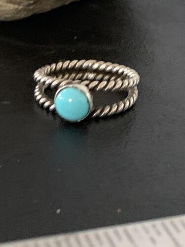 Navajo Blue Turquoise Ring | Sterling Silver | Sz 7 | Authentic Native American Handmade | 10768