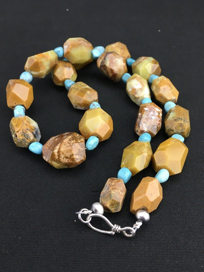 Native American Turquoise Nugget Necklace | Navajo Sterling Silver | 19" | 1139 - Masha USA