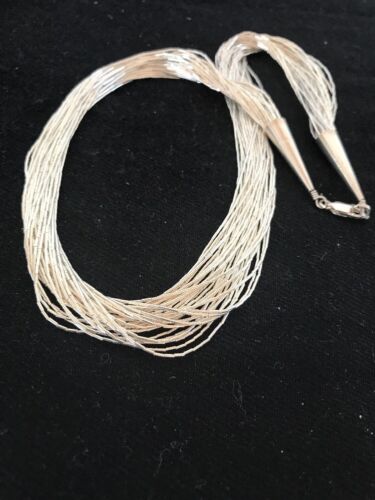 Sterling Silver Liquid Heishi Necklace | 30 Strands | Navajo Style | 17" | S431