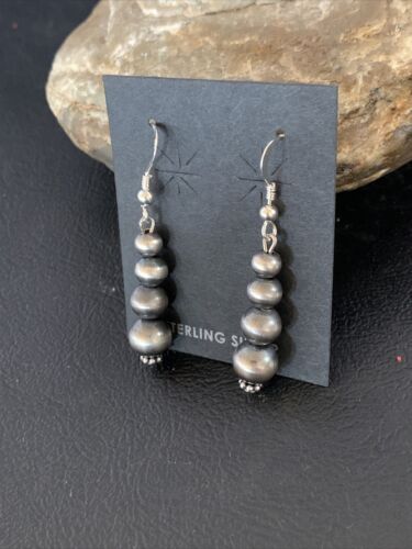 Native American Navajo Pearls Earrings | Sterling Silver | 1.5" | 13201 - Masha USA