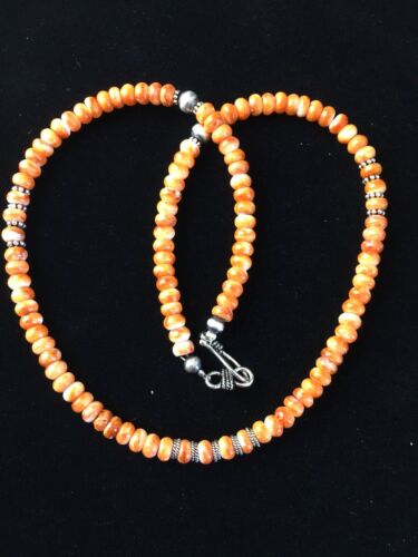 Navajo Graduated Spiny Oyster Necklace | Sterling Silver | 18" | Authentic Native American Handmade | 1775