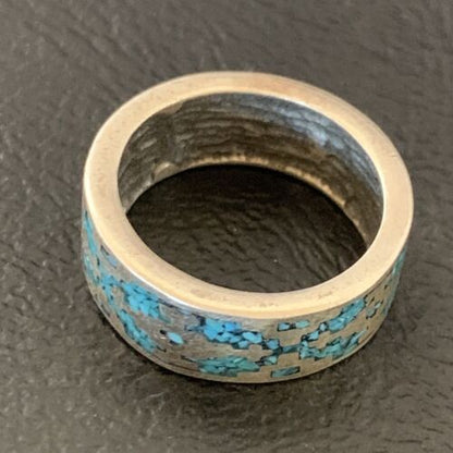 Navajo Women's Turquoise Ring | Sterling Silver | Native American Chip Inlay | Sz 5.5 | 12468