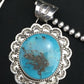 Men's Kingman Turquoise Pendant | Navajo Pearl Sterling Silver Necklace | Authentic Native American Handmade | 4876