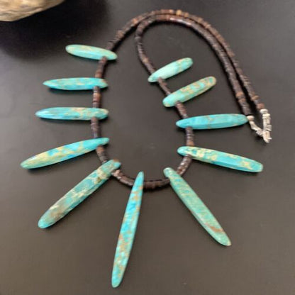 Navajo Blue Jasper Choker Necklace | Sterling Silver Shell Bead | 20" | Authentic Native American Handmade | 11463