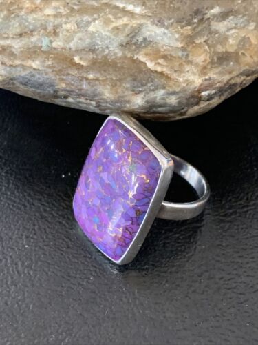 Adjustable Navajo Purple Mojave Turquoise Ring | Sterling Silver | Sz 9 | 11603
