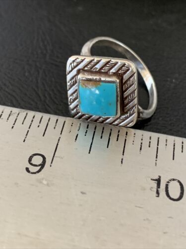 Navajo Blue Turquoise Ring | Sterling Silver | Sz 6.5 | Authentic Native American Handmade | 10776