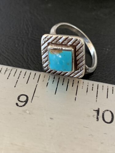 Navajo Blue Turquoise Ring | Sterling Silver | Sz 6.5 | Authentic Native American Handmade | 10776