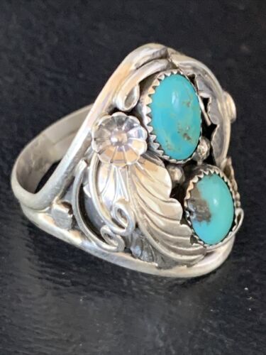 Navajo Kingman Turquoise Multi-Stone Ring | Authentic Native American Sterling Silver | Sz 11.5 | 14174