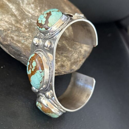 Native American Men's Navajo Blue #8 Turquoise Cuff Bracelet | Sterling Silver | 14441