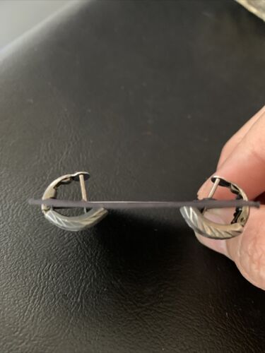 Old Pawn Diamond Cut Sterling Silver Hoop Stud Earrings | 0.25" | 13011
