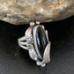 Native American Indian Design Black Onyx Ring | Sterling Silver | Sz 6.5 | 10796
