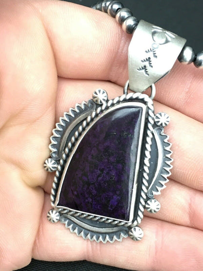 Native American Sterling Silver Navajo Pearls Purple Sugilite Necklace | Authentic Handmade | 4918