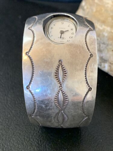 Authentic Navajo Sterling Silver Watch Tips Bracelet | Old Pawn Stamped | Native American Jewelry | 1458