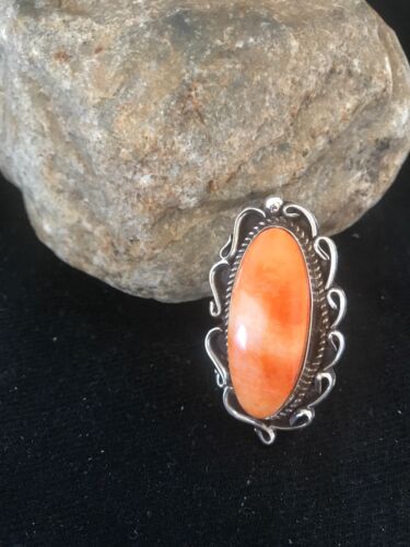 Men's Navajo Spiny Oyster Ring | Sterling Silver | Sz 8.5 | Authentic Native American Handmade | 8150