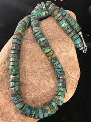 Navajo Turquoise Heishi Bead Necklace | 12mm | Sterling Silver | Authentic Native American Handmade | 20" | 3406