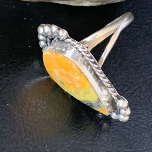 Navajo Yellow Bumble Bee Jasper Ring | Sterling Silver | Sz 9.5 | Authentic Native American Handmade | 13526