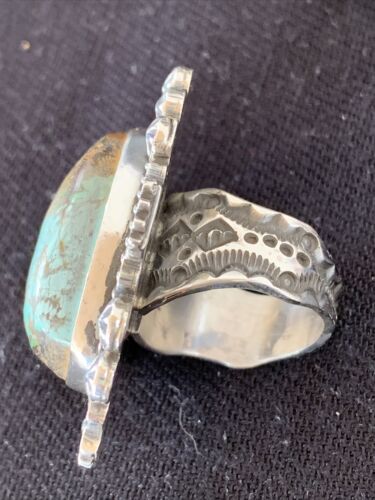 Navajo Green Royston Turquoise Ring | Sterling Silver | Sz 8 | Authentic Native American Handmade | 1476