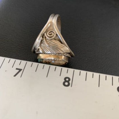 Navajo Blue Kingman Turquoise Ring | Sterling Silver | Sz 11.5 | Authentic Native American Handmade | 11934