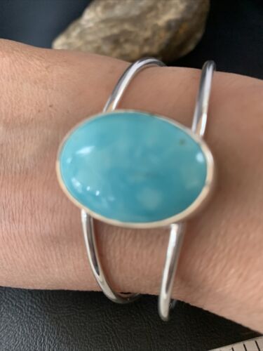 Southwestern  Women's  Blue Larimar Cuff Bracelet | Sterling Silver | Handmade | 14068