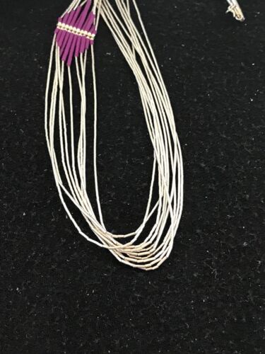 Native American Sugilite Heishi Tubes Necklace | 10 Strand Liquid Sterling Silver | 8561