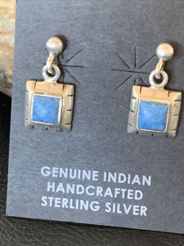 Denim Lapis Lazuli Dangle Post Earrings | Sterling Silver | 0.50" | 12712 - Masha USA