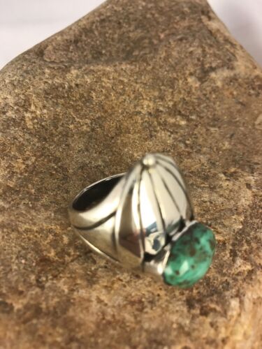Native American Green Turquoise Ring | Sterling Silver | Sz 11 | 3439