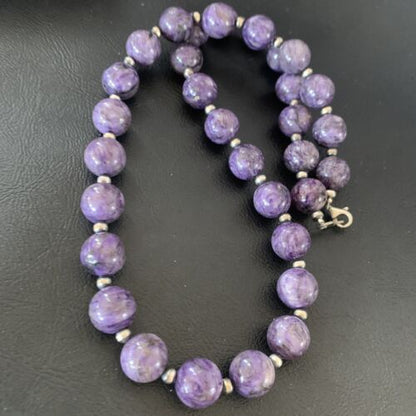 Navajo Purple Charoite Necklace | Sterling Silver | 20" | Authentic Native American Handmade | 11961