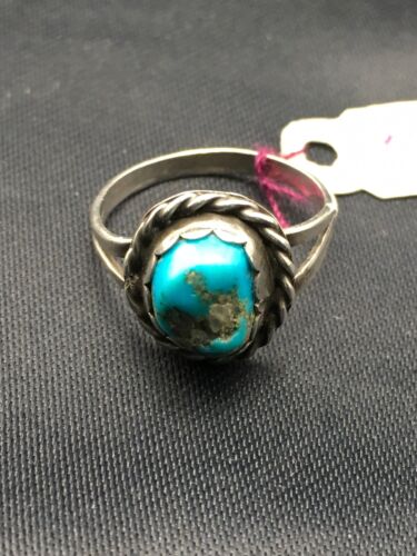Native American Kingman Turquoise Navajo Ring | Sterling Silver | Sz 4.5 | 4450